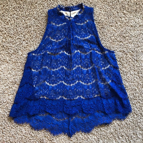 love, Fire Tops - Love Fire scallop lace mockneck sleeveless top